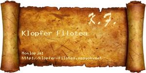 Klopfer Filotea névjegykártya